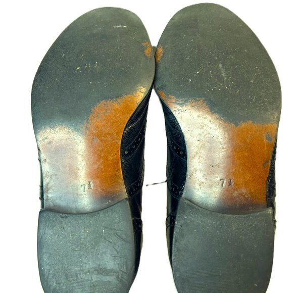 Vtg BOTANY C.L.U.B Black Leather Wingtip Oxford Brogue Dress Shoes US Men's 7.5 - Picture 5 of 5